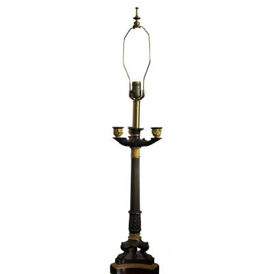 Antique Empire French Bronze Candelabra Lamp