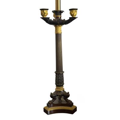 Antique Empire French Bronze Candelabra Lamp
