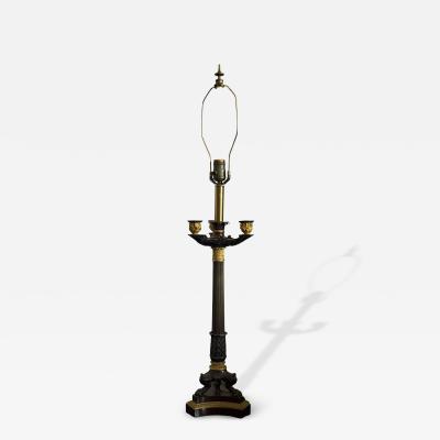 Antique Empire French Bronze Candelabra Lamp