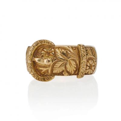 Antique English 18K Gold Buckle Ring