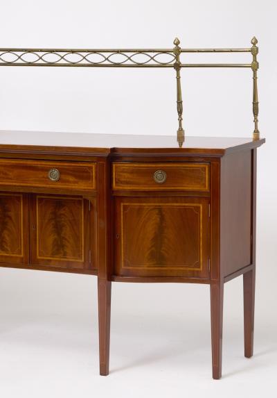 Antique English 19th Cent George III Inlaid Sideboard w Removable Brass Gallery