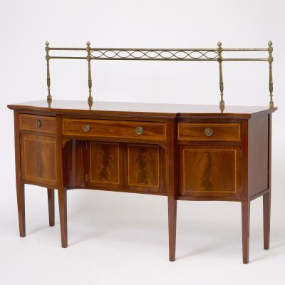 Antique English 19th Cent George III Inlaid Sideboard w Removable Brass Gallery