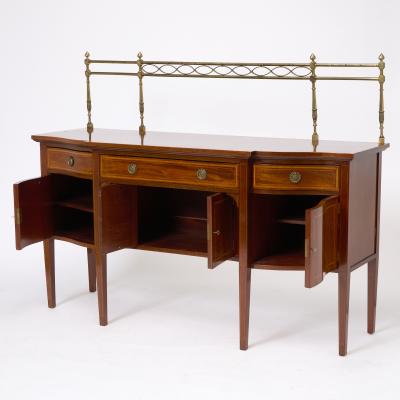 Antique English 19th Cent George III Inlaid Sideboard w Removable Brass Gallery