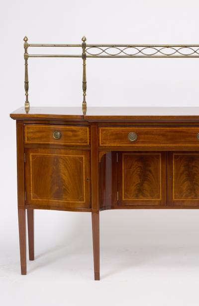 Antique English 19th Cent George III Inlaid Sideboard w Removable Brass Gallery