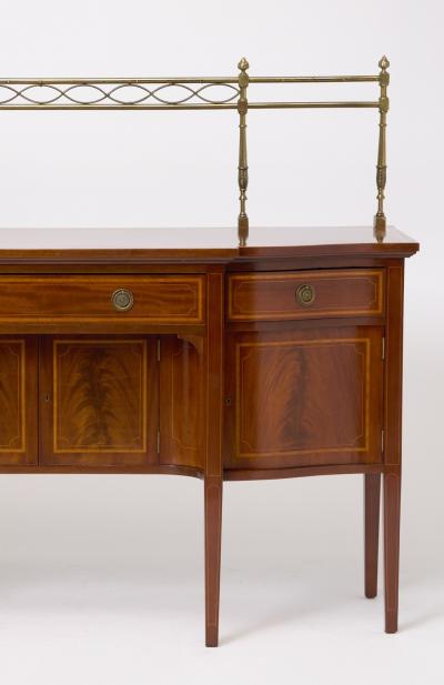 Antique English 19th Cent George III Inlaid Sideboard w Removable Brass Gallery