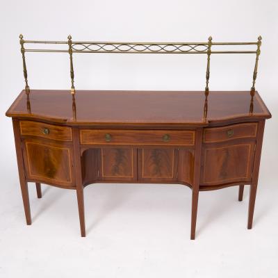 Antique English 19th Cent George III Inlaid Sideboard w Removable Brass Gallery