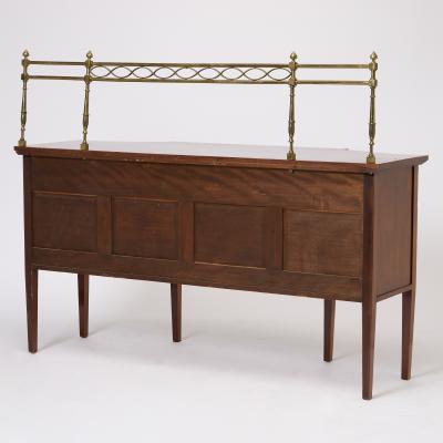 Antique English 19th Cent George III Inlaid Sideboard w Removable Brass Gallery