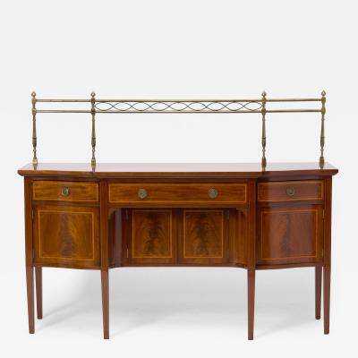 Antique English 19th Cent George III Inlaid Sideboard w Removable Brass Gallery