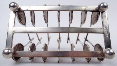 Antique English Art Deco Silverplate Novelty Tennis Racket Toast Rack