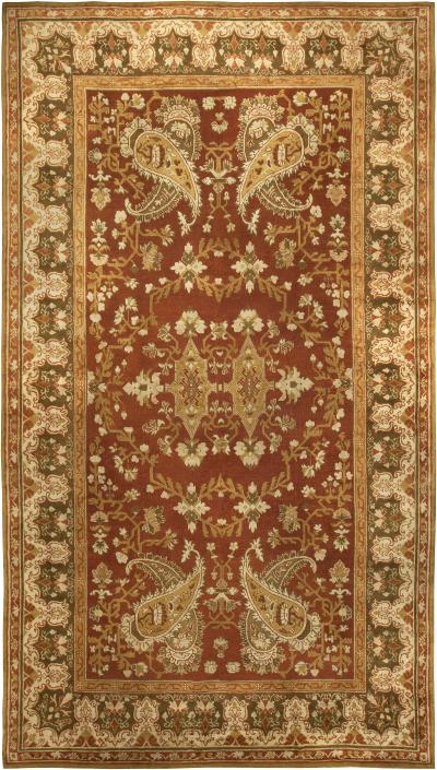 Antique English Axminster Abstract Bold Handwoven Wool Rug