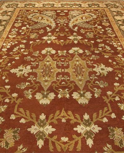 Antique English Axminster Abstract Bold Handwoven Wool Rug