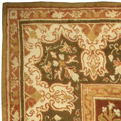 Antique English Axminster Abstract Bold Handwoven Wool Rug