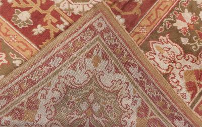 Antique English Axminster Abstract Bold Handwoven Wool Rug