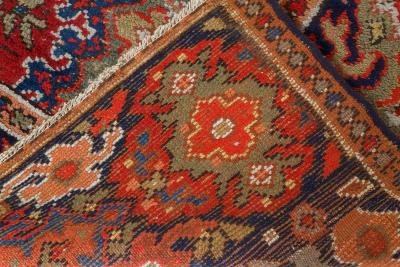 Antique English Axminster Botanic Red Blue and Beige Handwoven Wool Rug