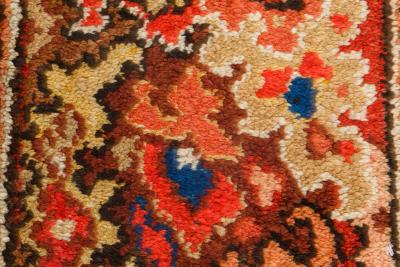 Antique English Axminster Colorful Abstract Handmade Wool Runner