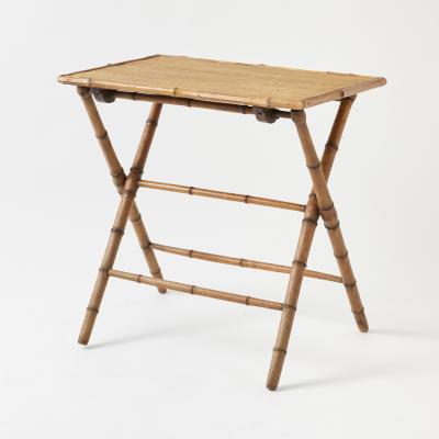 Antique English Bamboo Folding Side Table