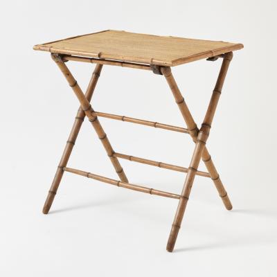 Antique English Bamboo Folding Side Table