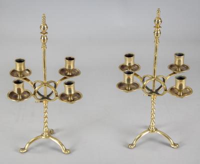 Antique English Brass Adjustable Candelabra Pair