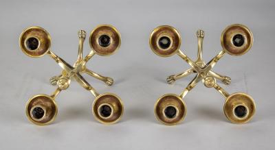 Antique English Brass Adjustable Candelabra Pair