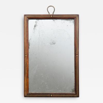 Antique English Brass Inlaid Traveling Mirror