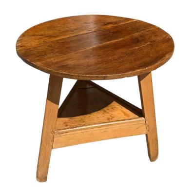 Antique English Country Rustic Pine Cricket Table