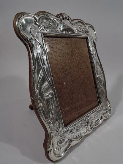 Antique English Edwardian Art Nouveau Sterling Silver Picture Frame