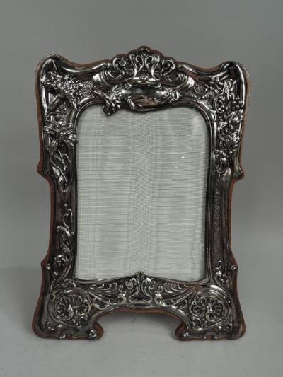 Antique English Edwardian Art Nouveau Sterling Silver Picture Frame