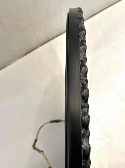 Antique English Edwardian Ebony Macassar Veneer Black Brown Oval Mirror