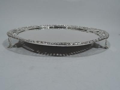 Antique English Edwardian Regency Revival Sterling Silver Salver Tray