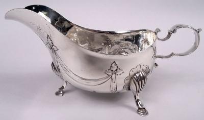 Antique English Edwardian Regency Sterling Silver Gravy Boat