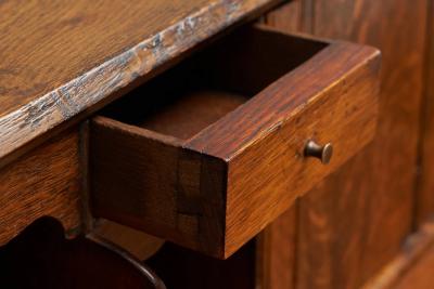 Antique English Fall Front Secretary Desk in Oak