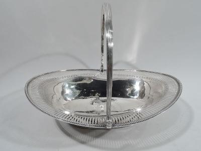 Antique English Georgian Neoclassical Sterling Silver Basket C 1790