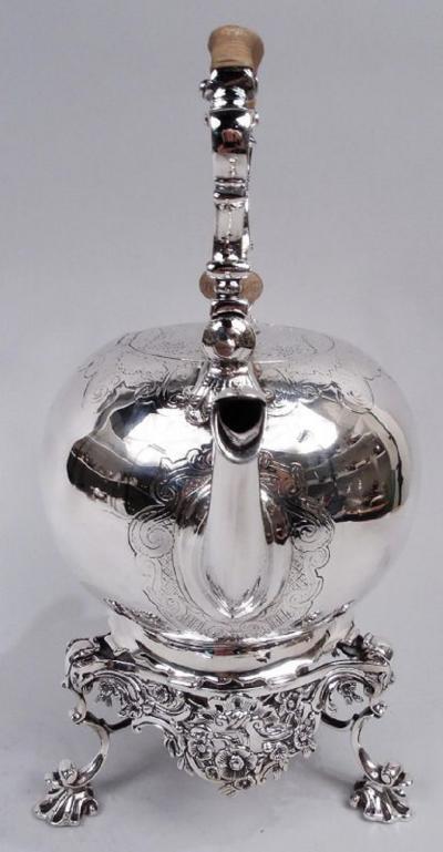 Antique English Georgian Sterling Silver Kettle on Stand
