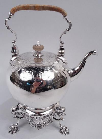 Antique English Georgian Sterling Silver Kettle on Stand