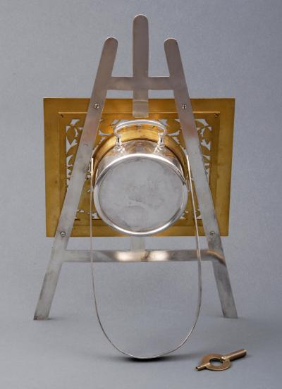 Antique English Gilded Silver Plated Easel Clock