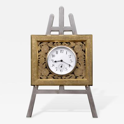 Antique English Gilded Silver Plated Easel Clock