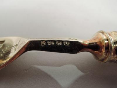 Antique English Gilt Sterling Silver Agate Fruit Set for 12