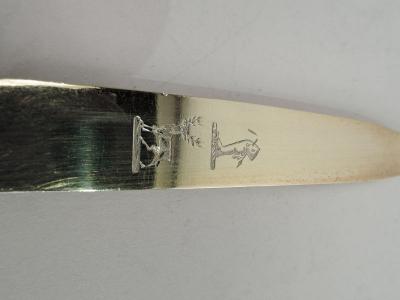 Antique English Gilt Sterling Silver Agate Fruit Set for 12