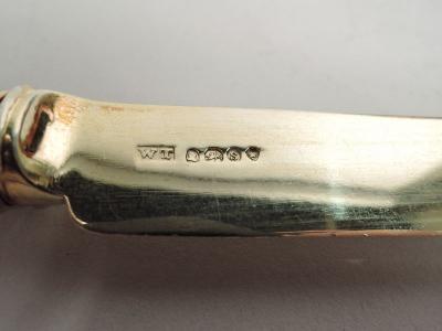 Antique English Gilt Sterling Silver Agate Fruit Set for 12