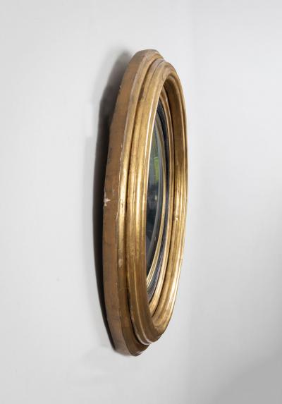 Antique English Giltwood Convex Mirror