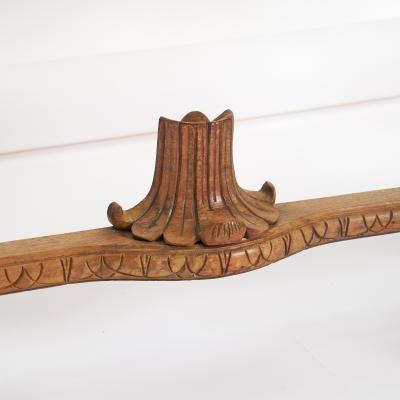 Antique English Hand Carved Oak Wood Marble Top Continental Console Table