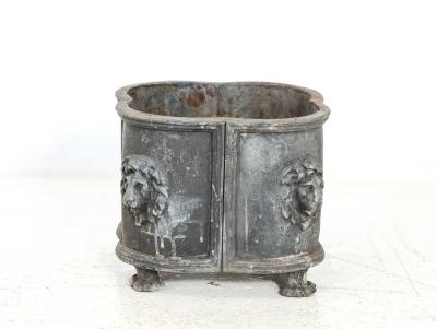 Antique English Lead Quatrefoil Planter with Lion Heads and Paws 1850s