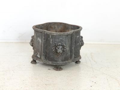 Antique English Lead Quatrefoil Planter with Lion Heads and Paws 1850s