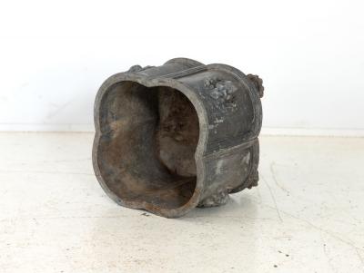 Antique English Lead Quatrefoil Planter with Lion Heads and Paws 1850s