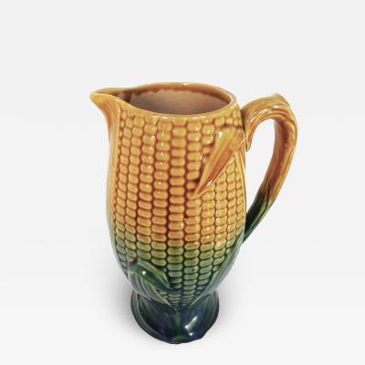 Antique English Majolica Large Ear of Corn Pitcher