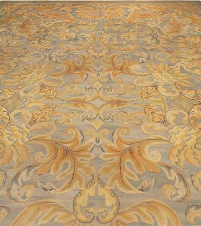 Antique English Needlework Beige Botanic Handmade Carpet