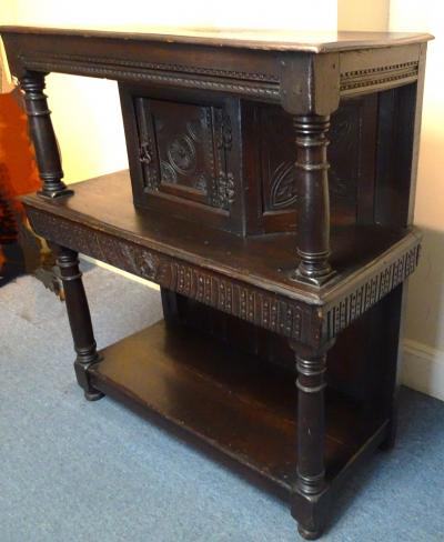 Antique English Oak Court Cupboard with Charles II Influence