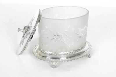 Antique English Oval Cut Crystal Ice Bucket