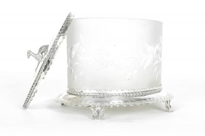 Antique English Oval Cut Crystal Ice Bucket