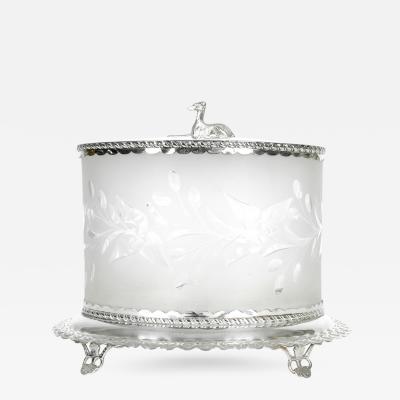 Antique English Oval Cut Crystal Ice Bucket